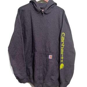 Carhartt Loose Fit Gray Hoodie with Green/Yellow Sleeve Logo